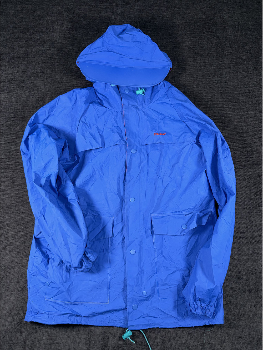 Stearns Dry Wear Blue Hooded Rain Jacket Size Small